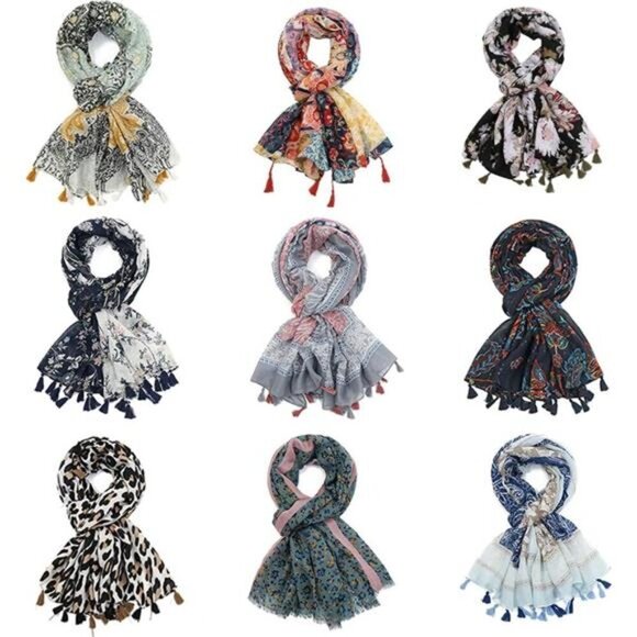 Floral Bohemian Scarf for Women Lightweight Floral Printed Scarf Festival - Picture 6 of 6